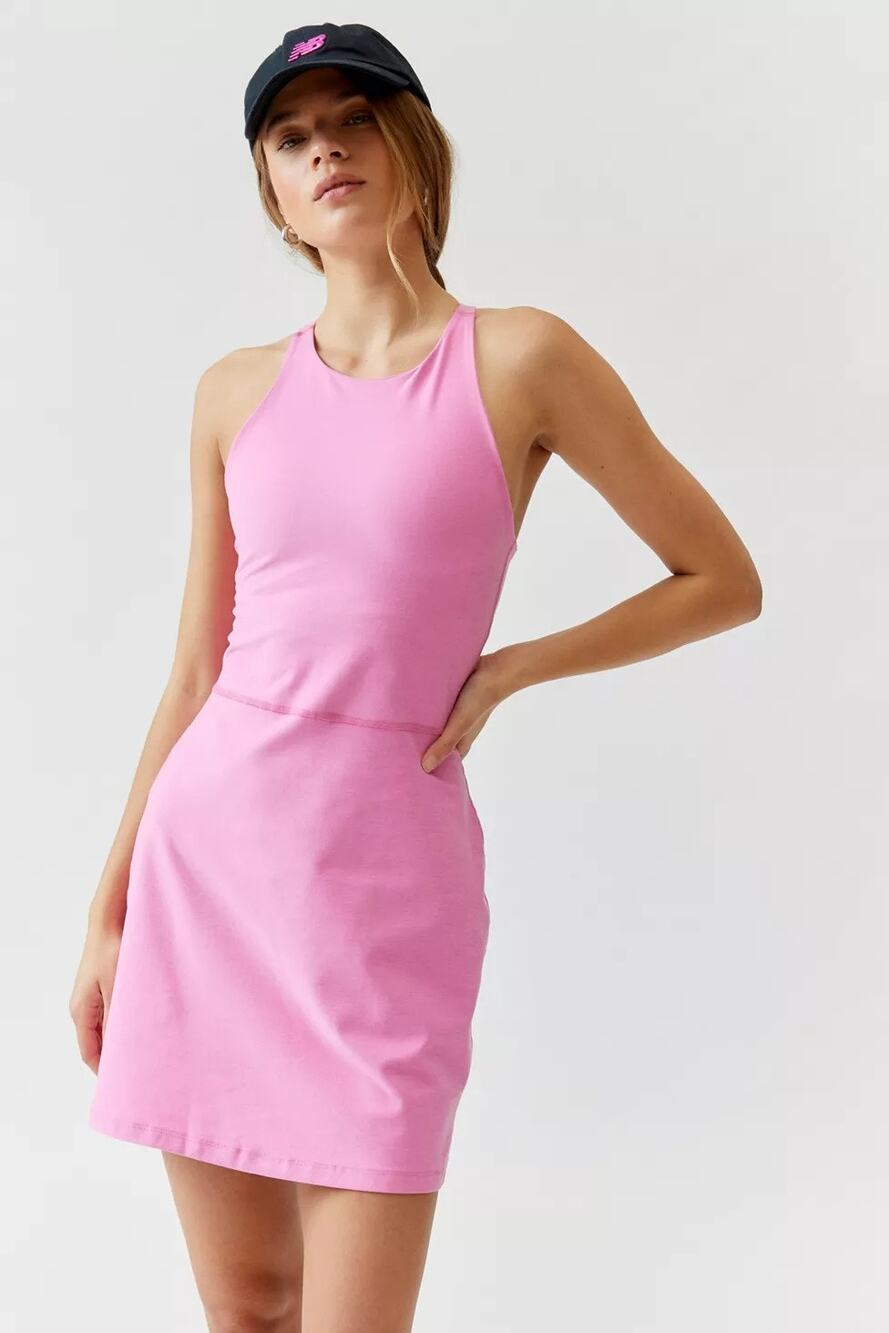 New Beyond Yoga Refocus Spacedye Mini Dress Pink Round Neck Sleeveless Sz XL